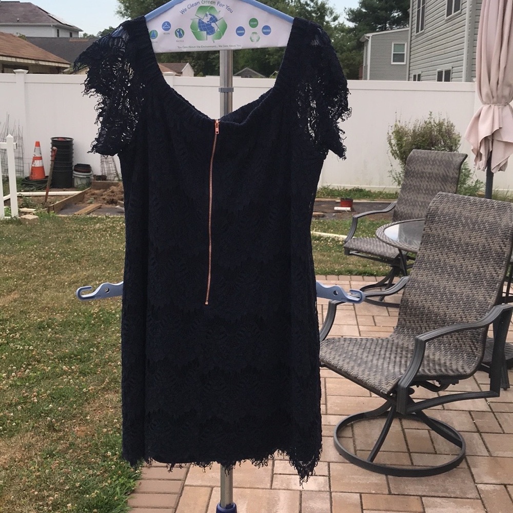 City Chic Navy Lace Dress with Rose Gold Zipper